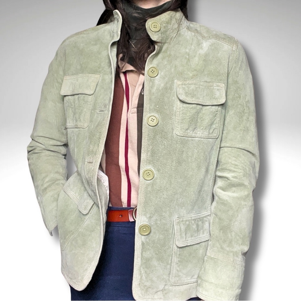 Soft Sage Suede Field Jacket – Equestrian-Heritage Winter Capsule, Petite Medium